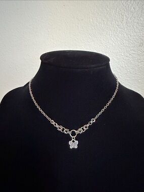 Dainty Butterfly Pendant Necklace Stainless Steel Chain Maille